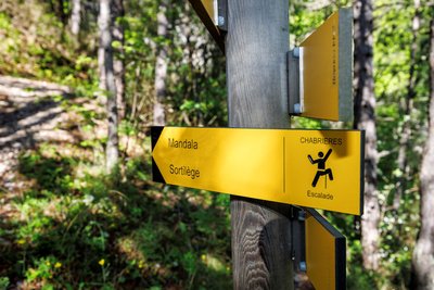 Signalétique sports de nature au site naturel d'escalade de Chabrières