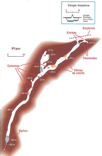 Coupe de la grotte de Méailles
